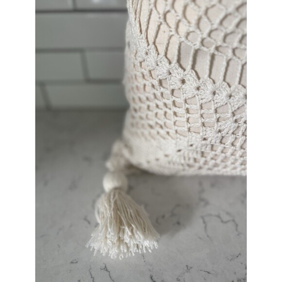 Vintage Floral Hand Crochet Lace Cushion Cover Pillowcase For  Sofa Bed 14"x14" - Picture 3 of 6